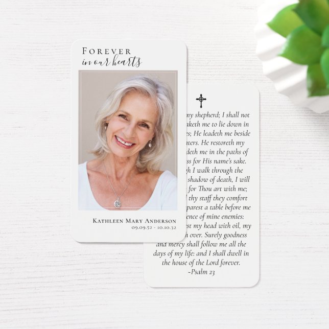 Forever in Our Hearts Photo Memorial Prayer Card (Desk)
