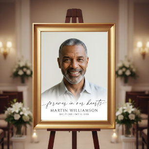 Forever In Our Hearts Photo Modern Script Memorial Poster