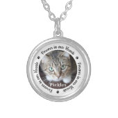 Forever In Our Hearts Photo Pet Cat Memorial Silver Plated Necklace (Front)