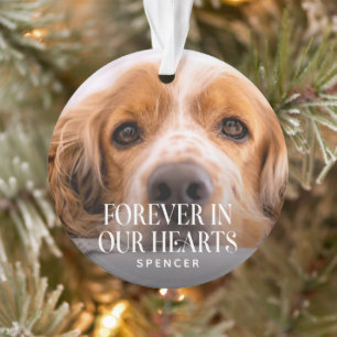 Forever in Our Hearts Photo Pet Memorial Christmas Ornament