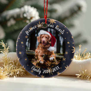 Forever in our Hearts Photo Pet Memorial Stars Ceramic Tree Decoration