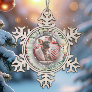 Forever in our Hearts - Photo Pet Memorial Wreaths Snowflake Pewter Christmas Ornament