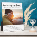 Forever in Our Hearts Photo Poem Tribute  Plaque<br><div class="desc">Beautiful photo keepsake easel frame that reads "Forever in our hearts" featuring your loved one's photograph,  name and poem.</div>