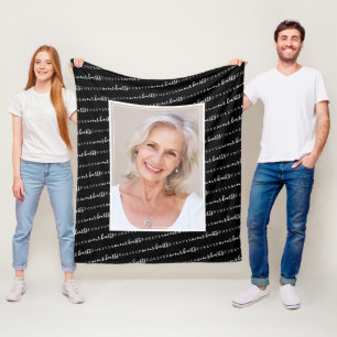 Forever in Our Hearts Photo Sympathy Memorial Fleece Blanket