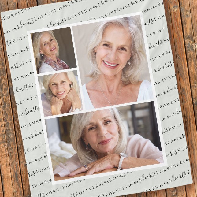 Forever in Our Hearts Photo Sympathy Memorial  Fleece Blanket (Creator Uploaded)