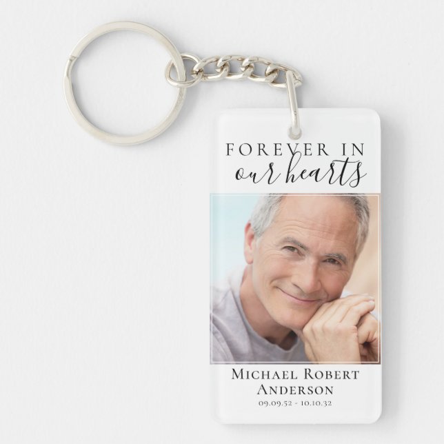 Forever in Our Hearts Photo Sympathy Memorial  Key Ring (Front)