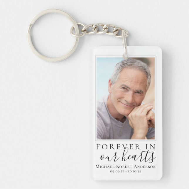 Forever in Our Hearts Photo Sympathy Memorial  Key Ring (Front)