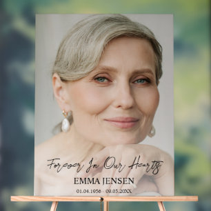 Forever In Our Hearts Photo Welcome Funeral Acrylic Sign