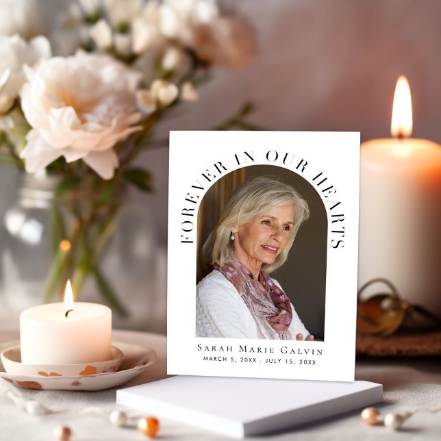 Forever In Our Hearts Photos Funeral Memorial Thank You Card (Creator Uploaded)