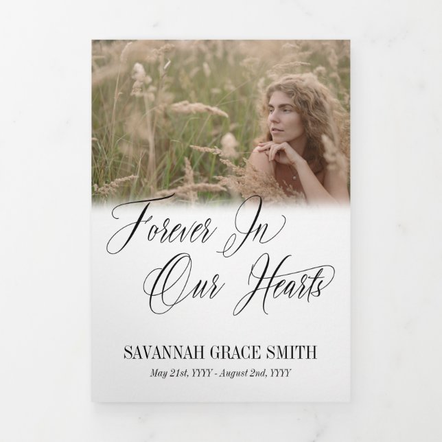 Forever In Our Hearts Photos Funeral Tri-Fold Programme (Cover)