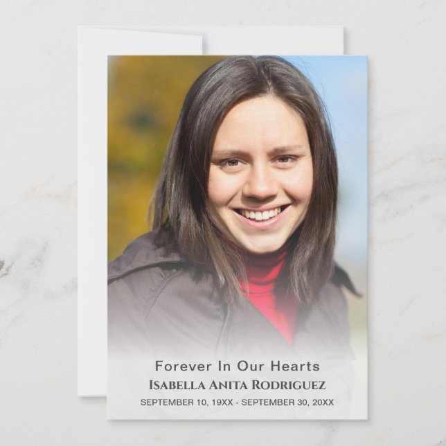Forever In Our Hearts Religious Christian Funeral Thank You Card (Front)