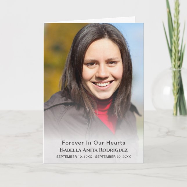 Forever In Our Hearts Religious Christian Funeral Thank You Card (Front)