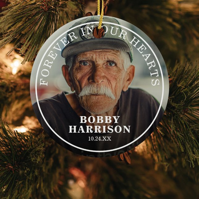 Forever in our Hearts Remembrance Photo Christmas Ceramic Tree Decoration (Creator Uploaded)