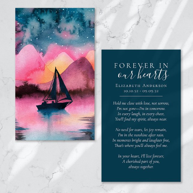 Forever in Our Hearts Sailboat Funeral Prayer Card (Creator Uploaded)