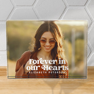 Forever in our Hearts Simple Custom Photo Memorial Block