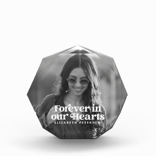 Forever in our Hearts Simple Custom Photo Memorial Block