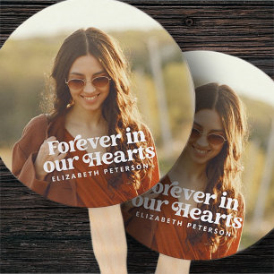 Forever in our Hearts Simple Custom Photo Memorial Hand Fan