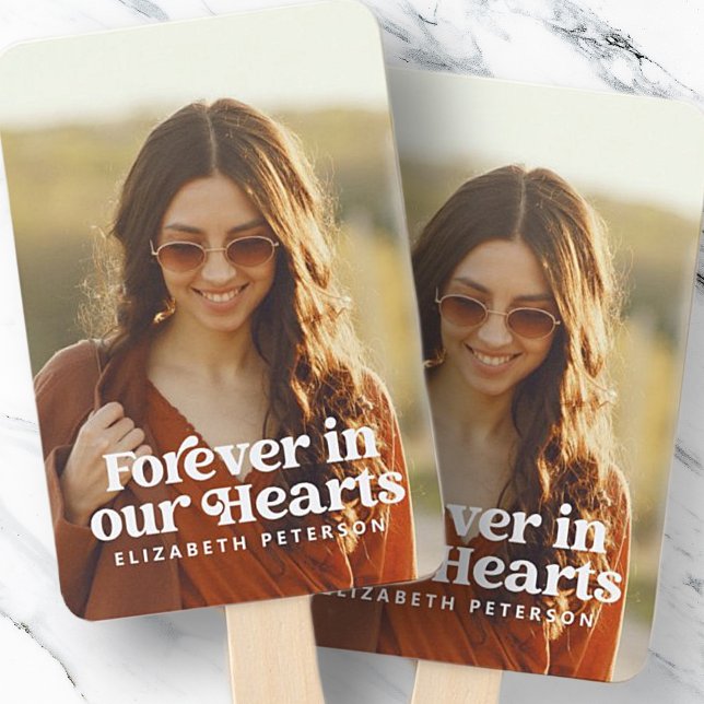 Forever in our Hearts Simple Custom Photo Memorial Hand Fan (Creator Uploaded)