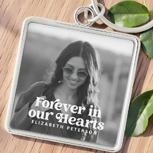 Forever in our Hearts Simple Custom Photo Memorial Key Ring