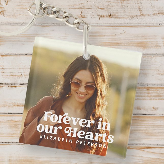 Forever in our Hearts Simple Custom Photo Memorial Key Ring (Creator Uploaded)