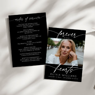 Forever In Our Hearts Simple Script Photo Funeral  Programme