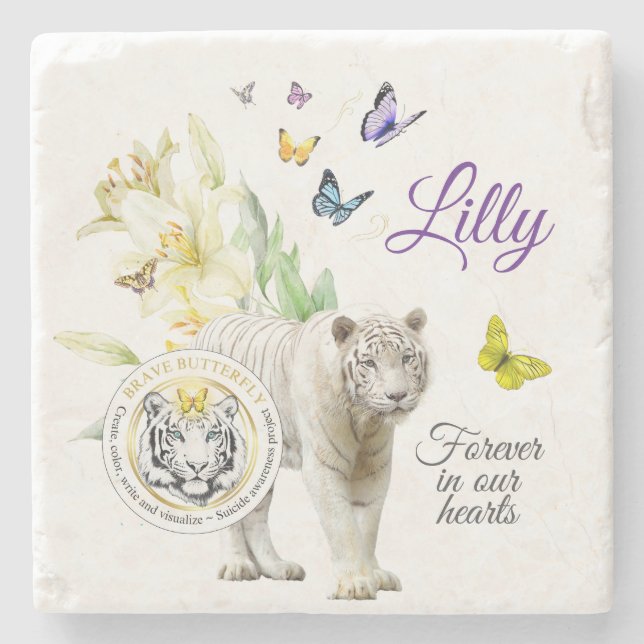 Forever in our hearts  stone coaster (Front)