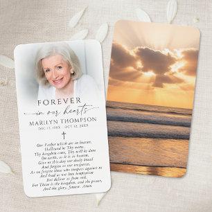 Forever in Our Hearts Sunset Photo Memorial Card