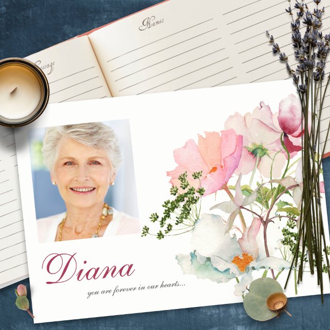 Forever In Our Hearts Sympathy Loss Funeral  Guest Book (funeral guest books, sympathy, celebration of life, in loving memory, memorial service, remembrance,)