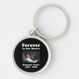 Forever In Our Hearts Text In Loving Memory Photo Key Ring