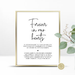 Forever In Our Hearts, Wedding Memorial Table Poster