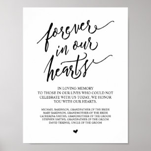 Forever in our hearts Wedding Memorial Table Sign