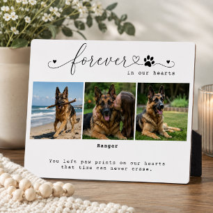 Forever in Our Hearts White Pet Memorial 3 Photo Plaque