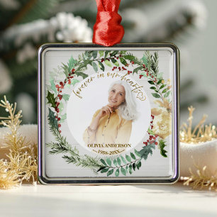 Forever in our Hearts Wreaths Photo Memorial Metal Tree Decoration