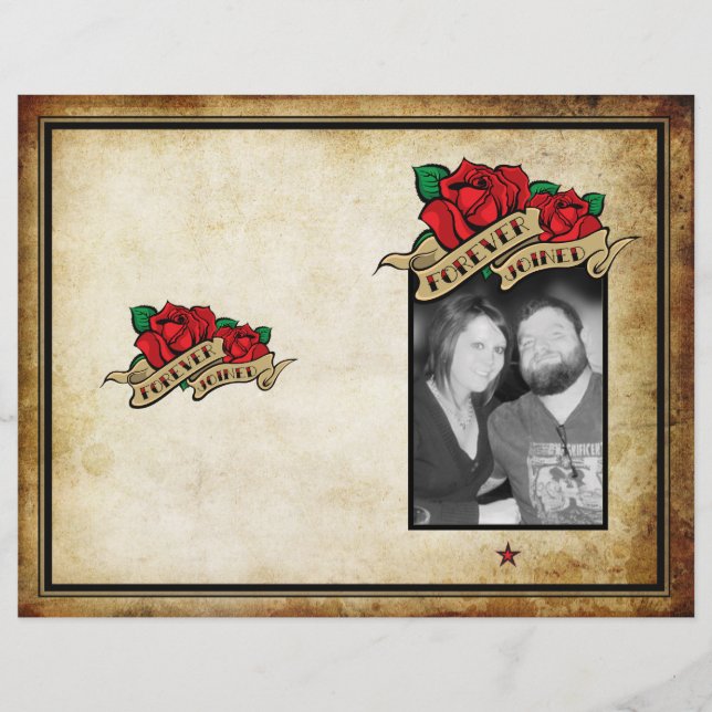 Forever Joined Rose Urban Tattoo Wedding Program (Front)