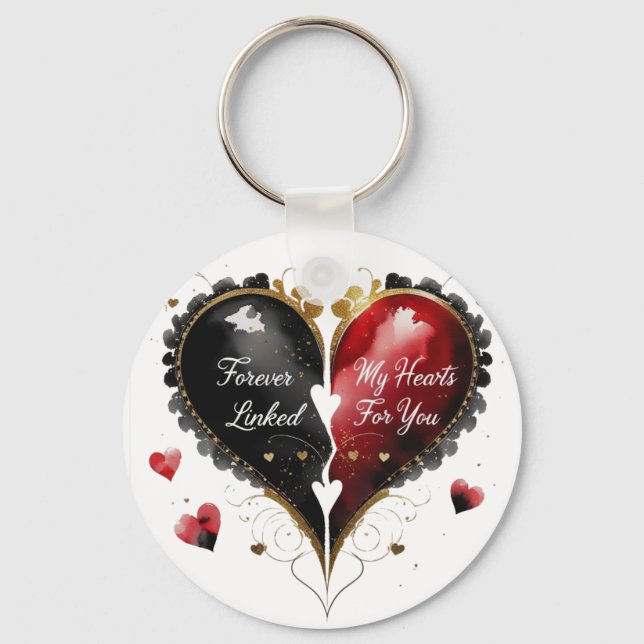 Forever Linked , My Heart Beats For You Key Ring (Front)