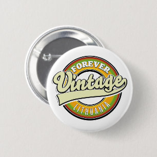 Forever lithuania vintage logo. 6 cm round badge