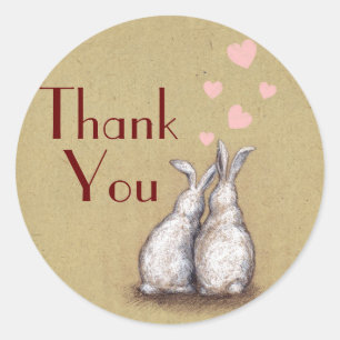 Forever Love Bunnies Custom Thank You Sticker