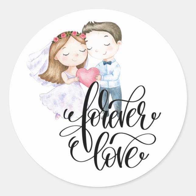 Forever Love Classic Round Sticker (Front)