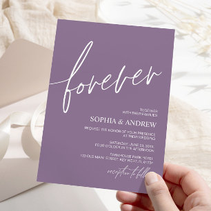Forever Love Dusty Purple Minimalist Wedding Invitation