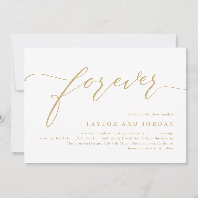 Forever Love EDITABLE COLOR Wedding Invitation (Front)