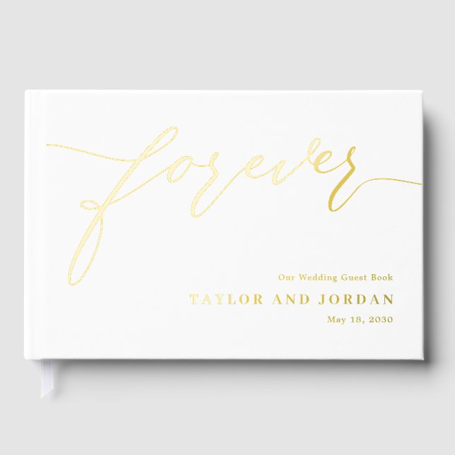 Forever Love Editable Colour Foil Guestbook (Front)
