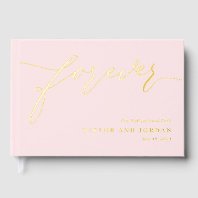 Forever Love Editable Colour Foil Guestbook (Front)