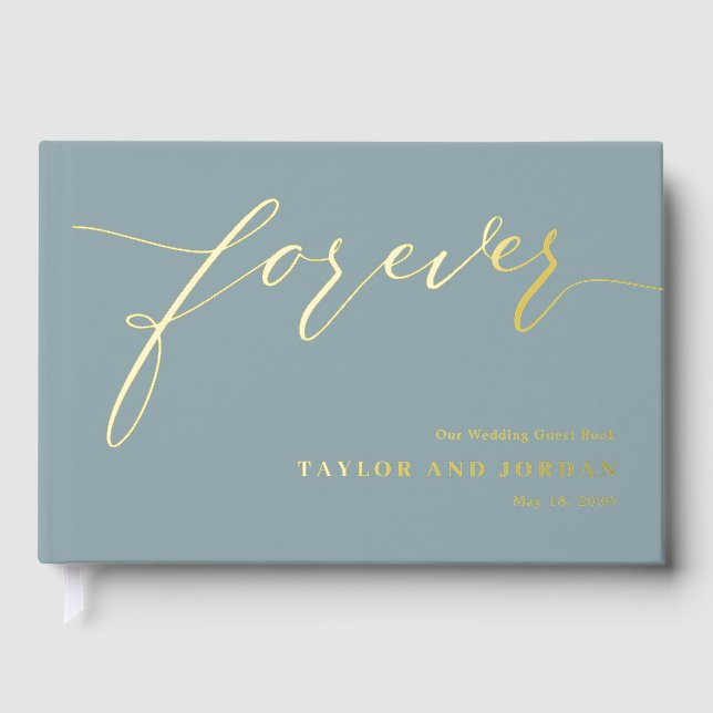 Forever Love Editable Colour Foil Guestbook (Front)