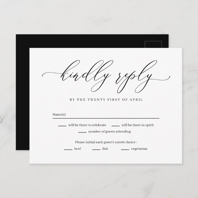 Forever Love Editable Colour RSVP Reply Card (Front/Back)