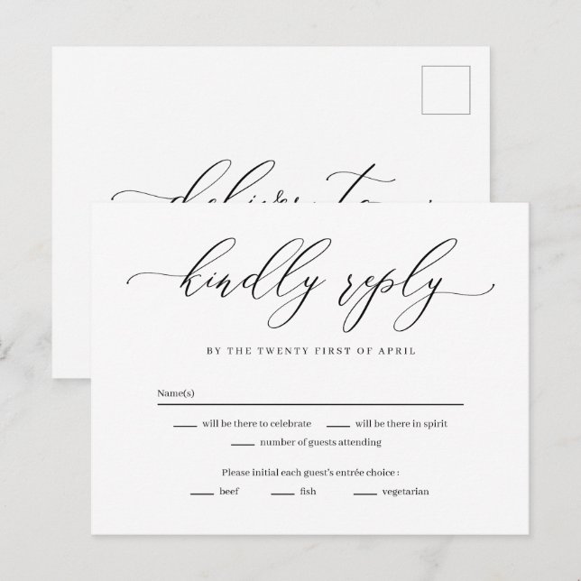 Forever Love Editable Colour RSVP Reply Card (Front/Back)