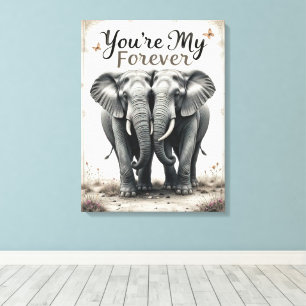 Forever Love Elephants Wildlife Art Canvas Print