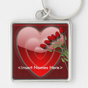 Forever Love Heart and Roses Couples Key Chain