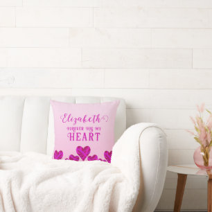 Forever Love Heart Pink Dark Red Purple Couple's Cushion