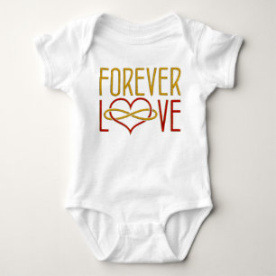 FOREVER LOVE Heart - red gold Baby Bodysuit