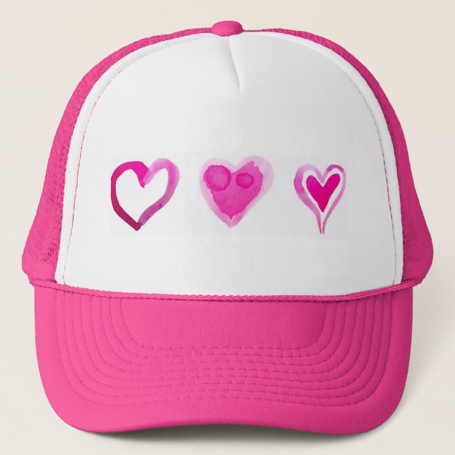 Forever Love Hearts Pink Romantic Sweet Trucker Hat (Front)